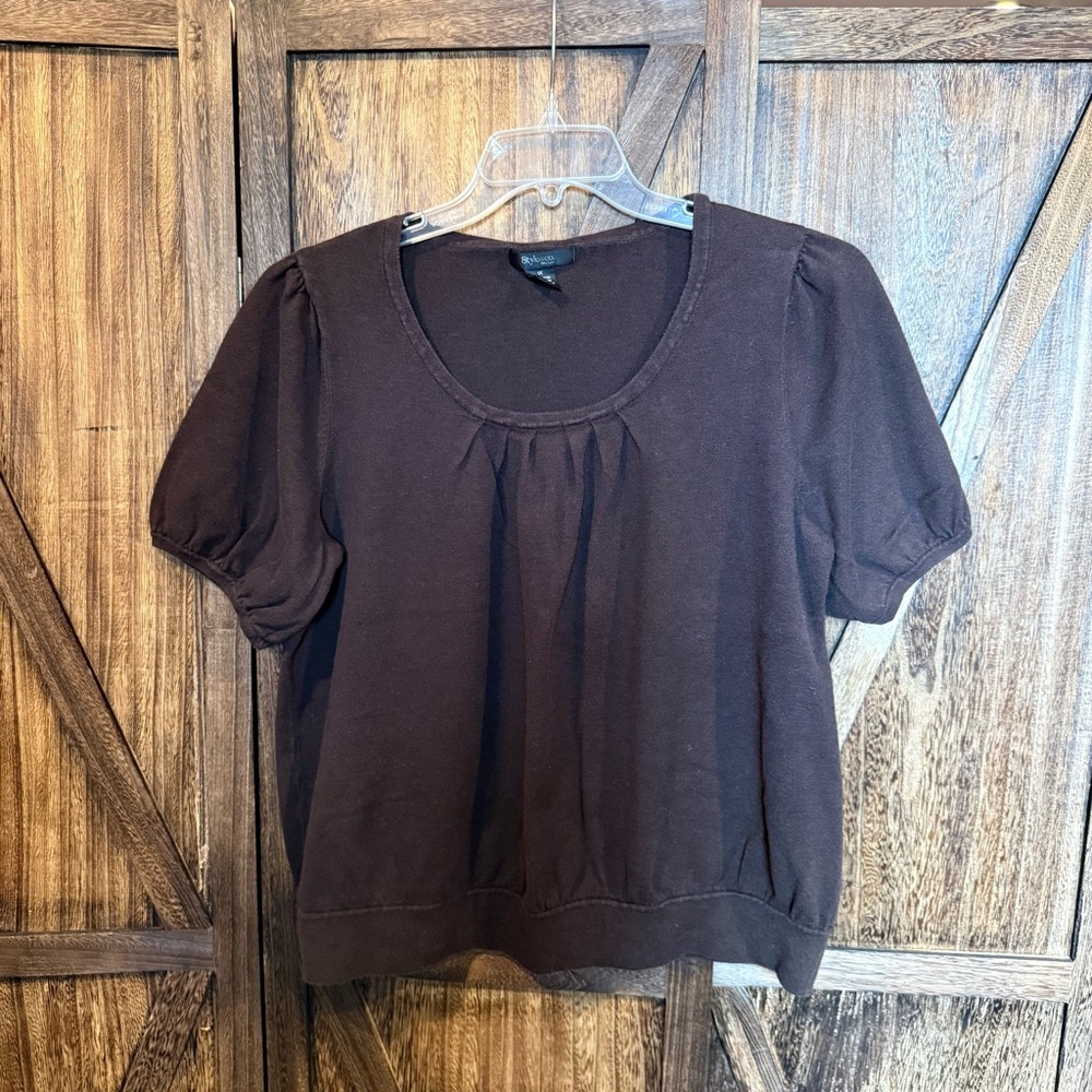 Style & Co. Dark Brown Short Sleeve Sweater 1X - Picture 1 of 9